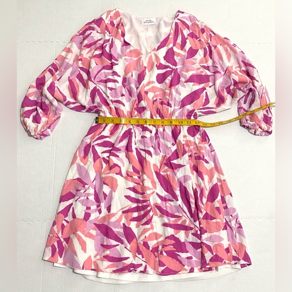 Emily Wonder Womens S Pink Floral V-Neck Dress Boho Preppy Classic Coastal - Picture 12 of 16